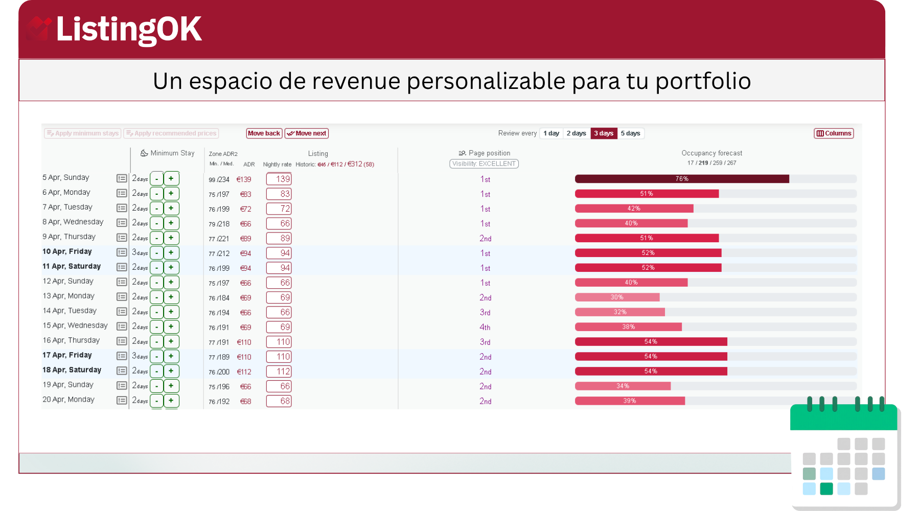 Calendario de reservas